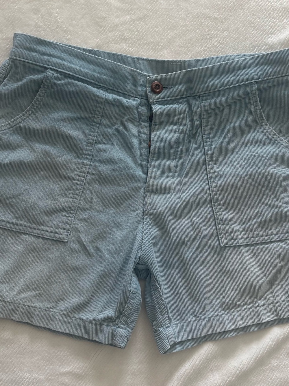 Birdwell Pale Blue Corduroy Bermuda Shorts